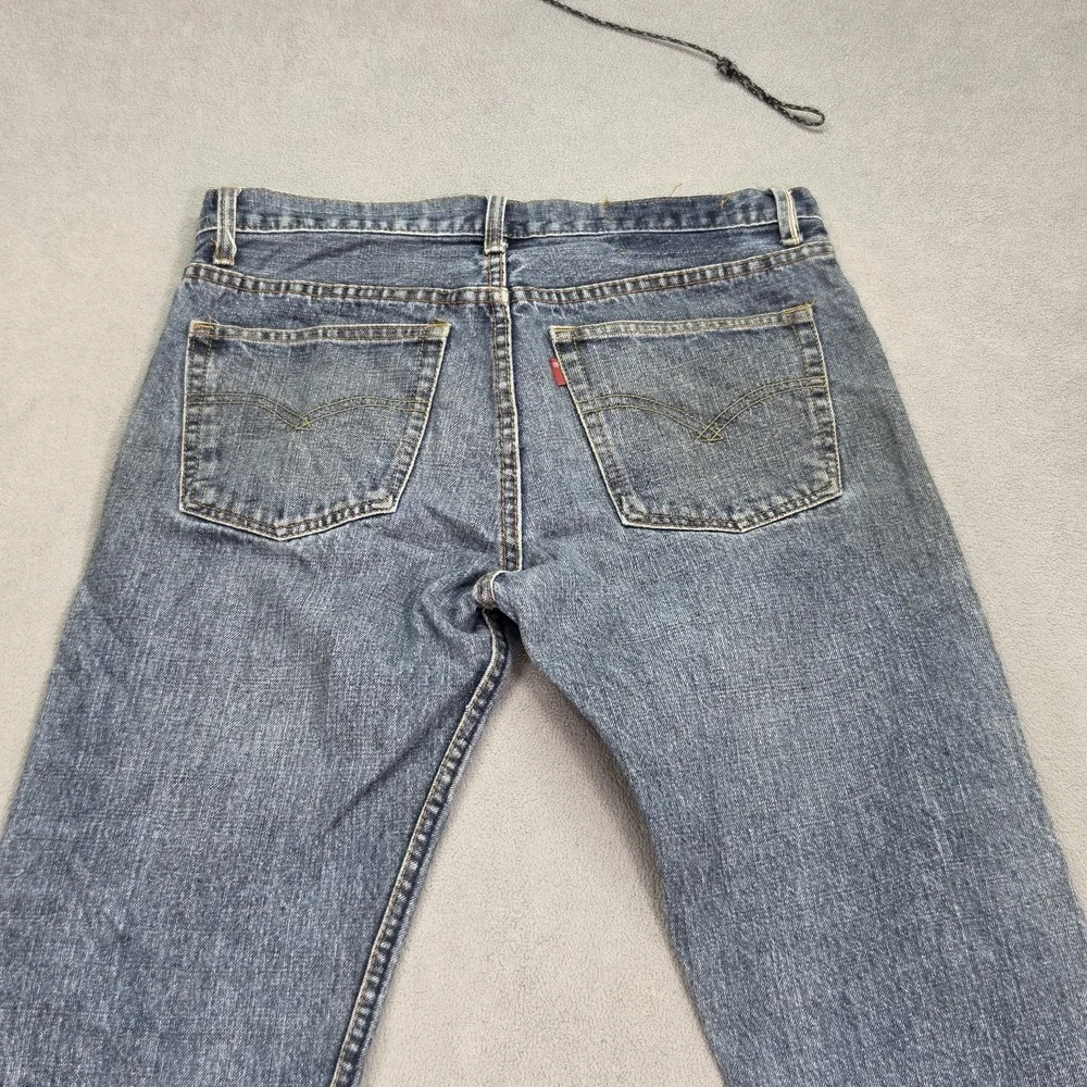 Levis 5Jeans Mens 31x31 Blue Selvedge Button Fly Straight Denim Faded Distressed